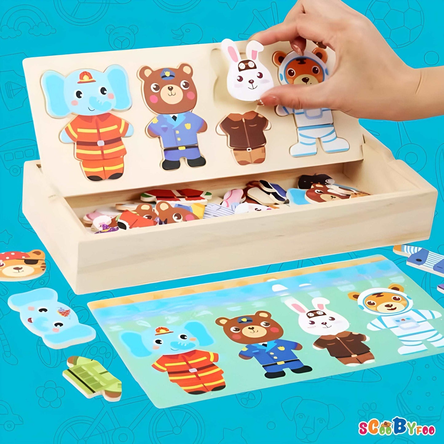 Wooden Jigsaw Bear Family Puzzle Box